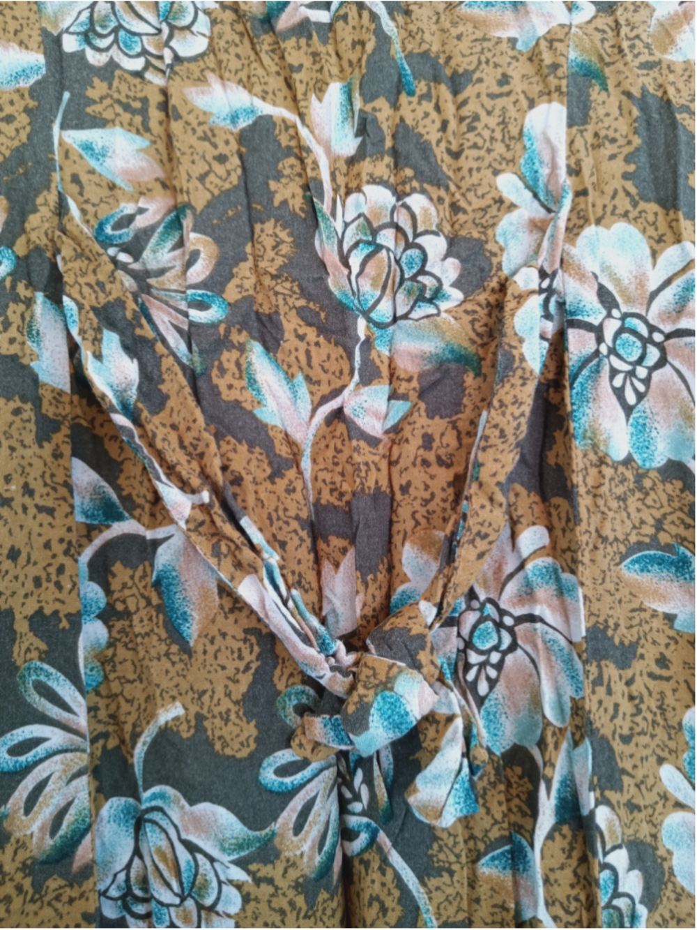 Vintage Bentley Mustard Floral button down Midi Dress 90s grunge boho earthy LG - Picture 12 of 13